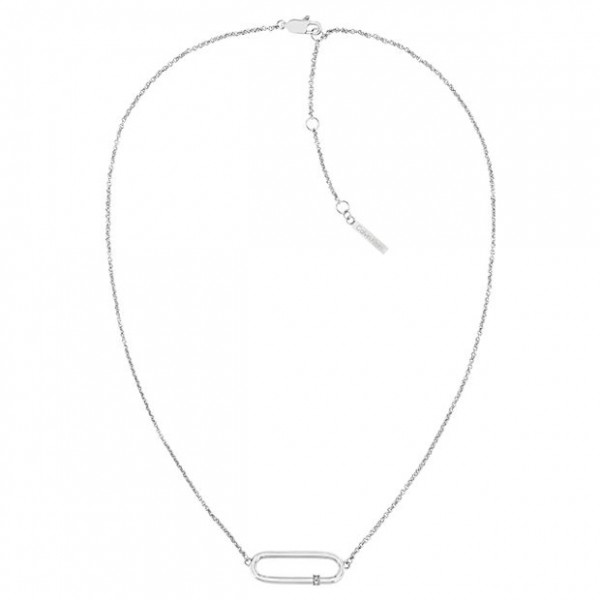 Collier Calvin Klein, collection Contemporary Elongated Oval, bijou acier référence 35000185