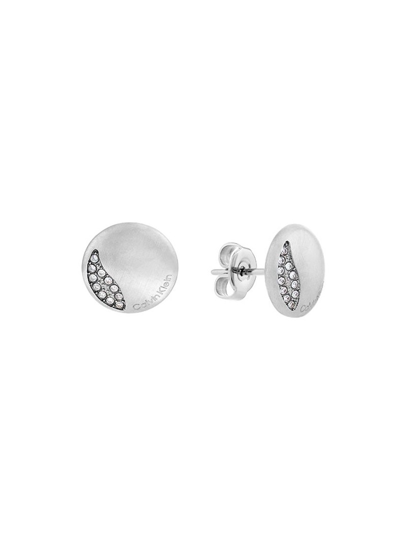 Boucles d'oreilles Calvin Klein, collection Timeless Minimal Circular, bijou acier référence 35000137