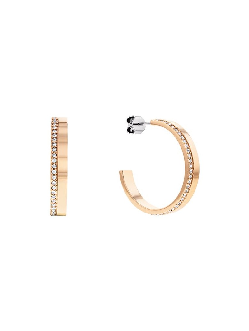 Boucles d'oreilles Calvin Klein, collection Timeless Minimal Linear, bijou acier référence 35000165