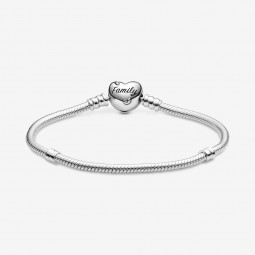 Pandora Bracelet Maille Serpent Fermoir Coeur Arbre de Vie 17 cm