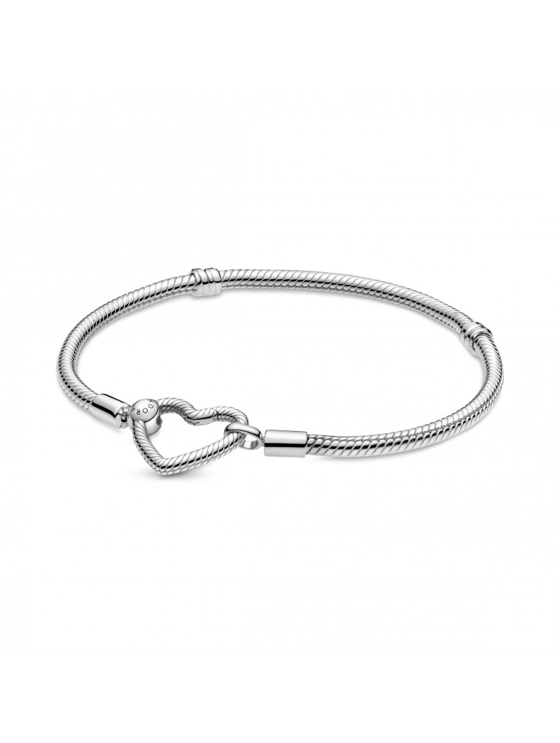 Pandora Bracelet Maille Serpent Fermoir Mousqueton Coeur en argent 18 cm