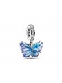 Charm Pandora Pendant Papillon en Verre de Murano Bleu