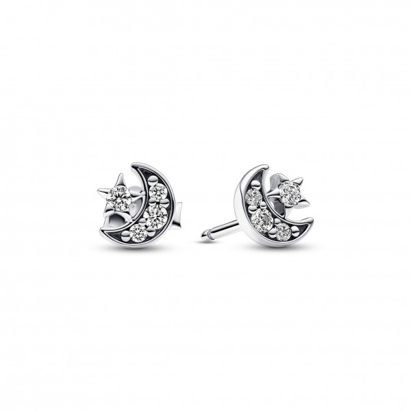 Boucles d'oreilles Pandora en forme de croissant de lune en argent massif 925/000