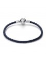 Bracelet Pandora en cuir bleu avec fermoir en argent massif 925/000
