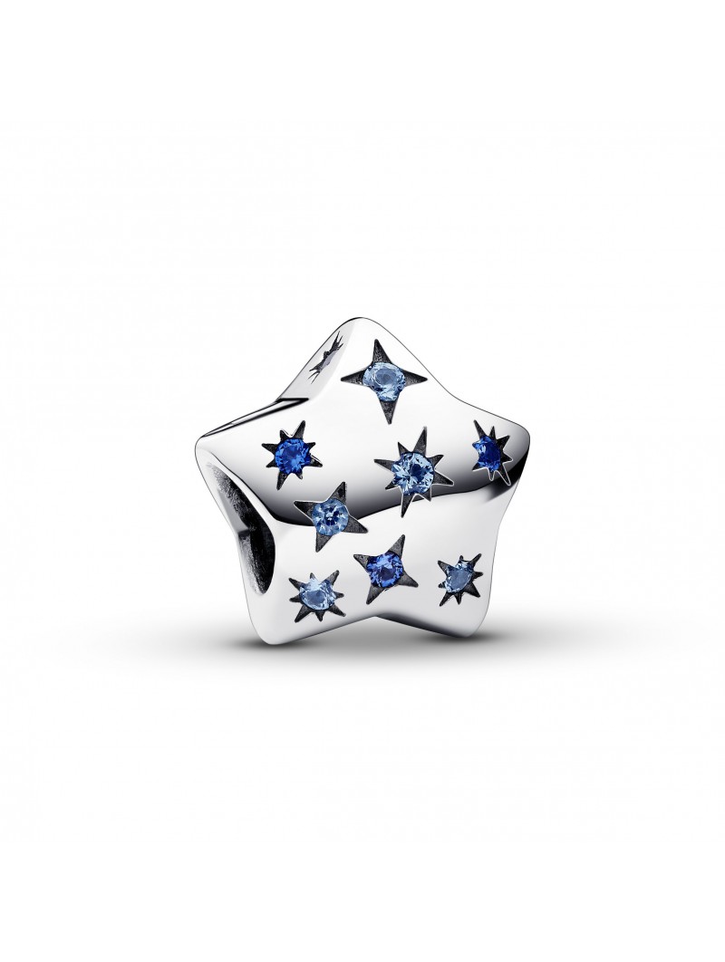 Charm Pandora étoile en argent massif 925/000 avec cristal bleu