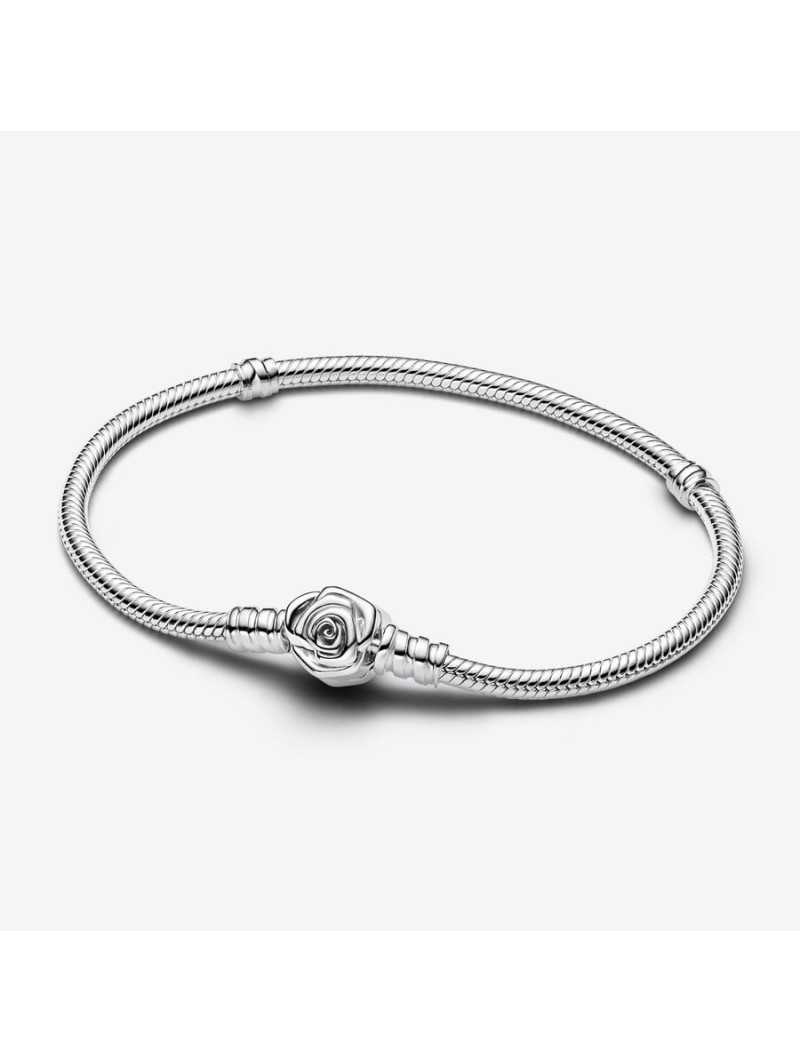 Bracelet Pandora Moments Maille serpent fermoir clip rose 18 cm