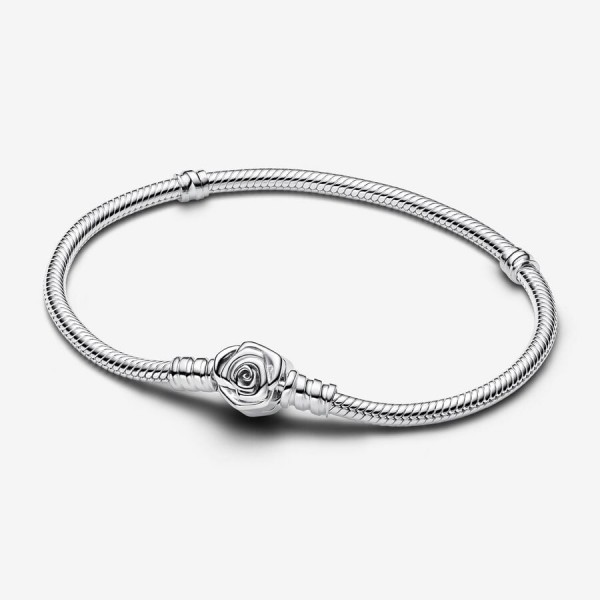 Bracelet Pandora Moments Maille serpent fermoir clip rose 18 cm