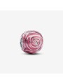 Charm Pandora Moments Rose en argent avec émail rose translucide